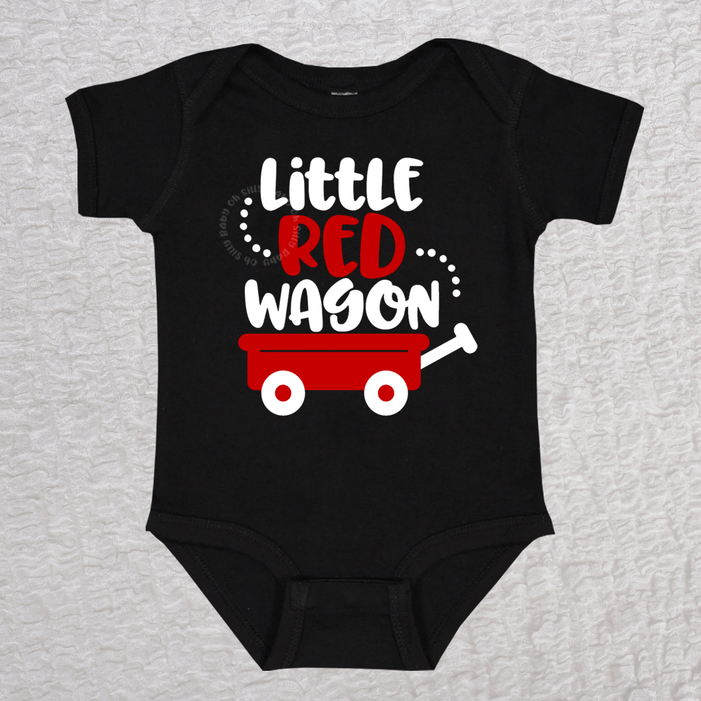 Little Red Wagon Short Sleeve Black Bodysuit