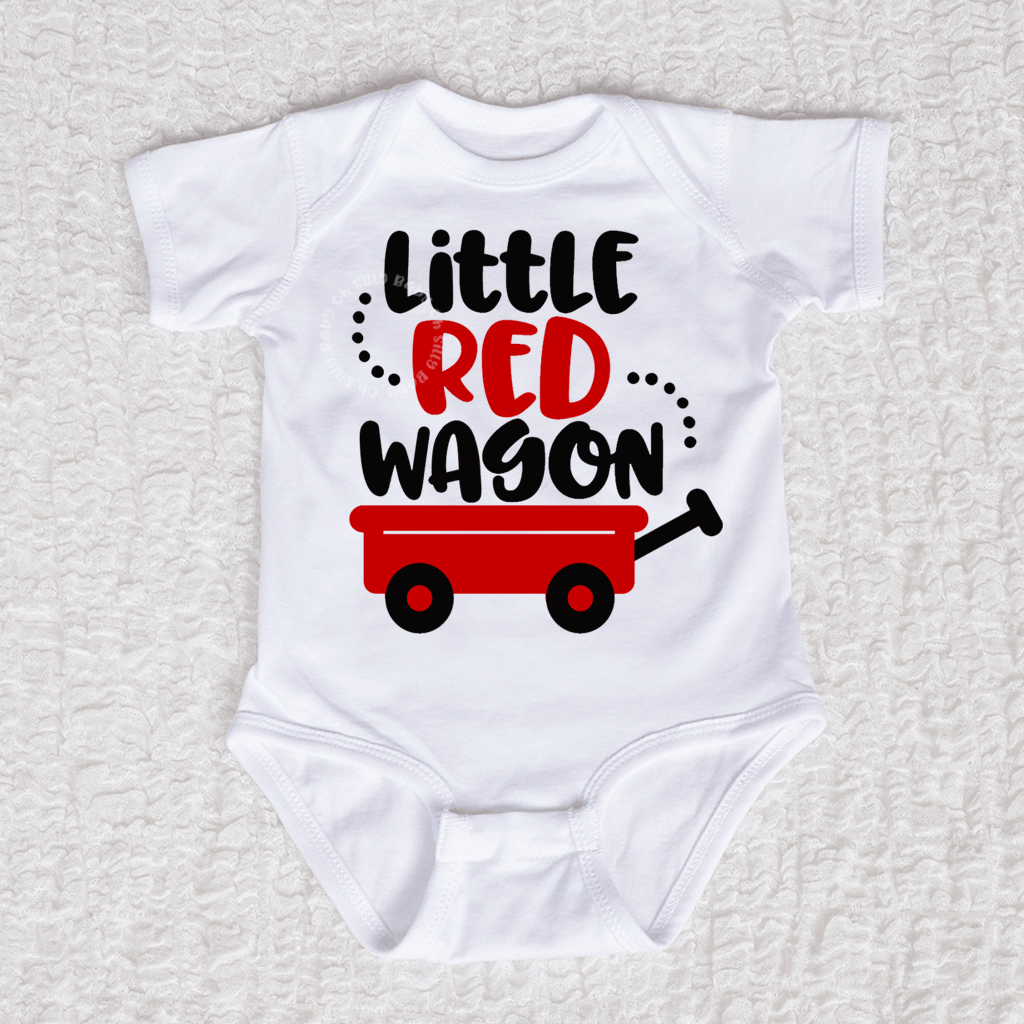 Little Red Wagon Short Sleeve White Bodysuit