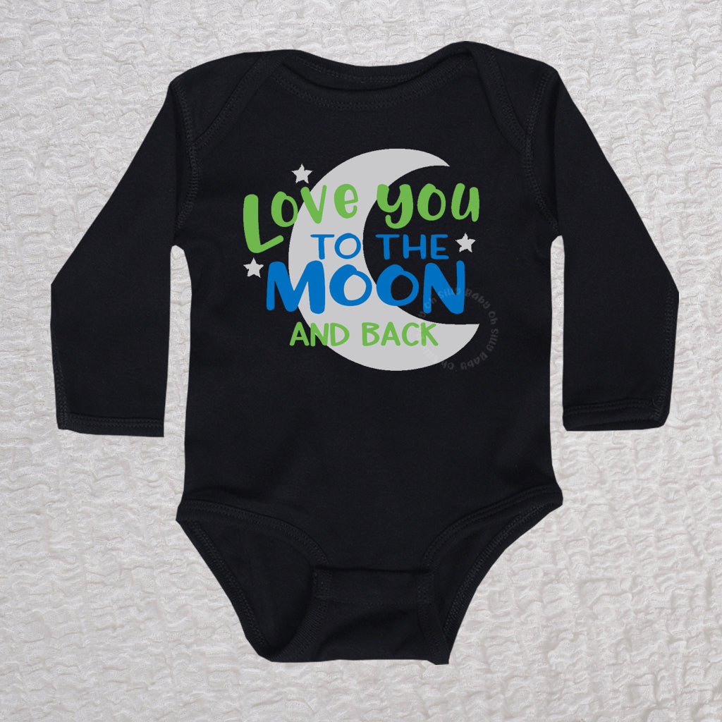 Love You To The Moon And Back Long Sleeve Black Bodysuit Boy