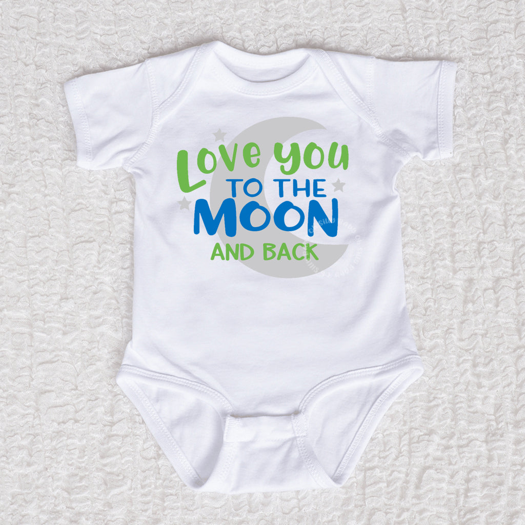 Love You To The Moon And Back Short Sleeve White Bodysuit Boy