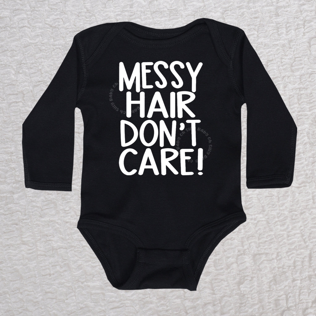 Messy Hair Long Sleeve Black Bodysuit