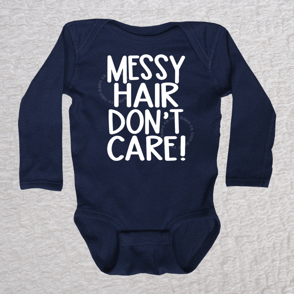 Messy Hair Long Sleeve Navy Bodysuit