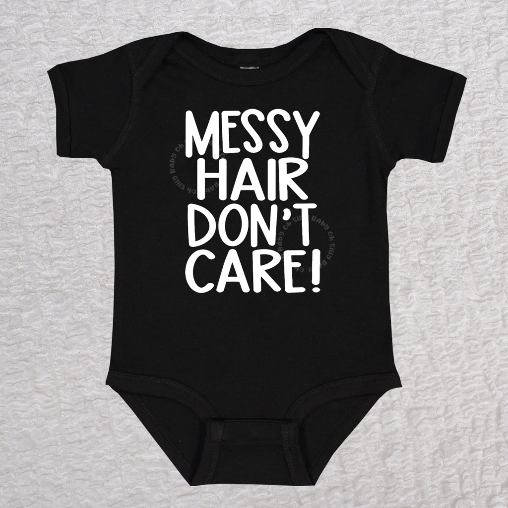 Messy Hair Short Sleeve Black Bodysuit