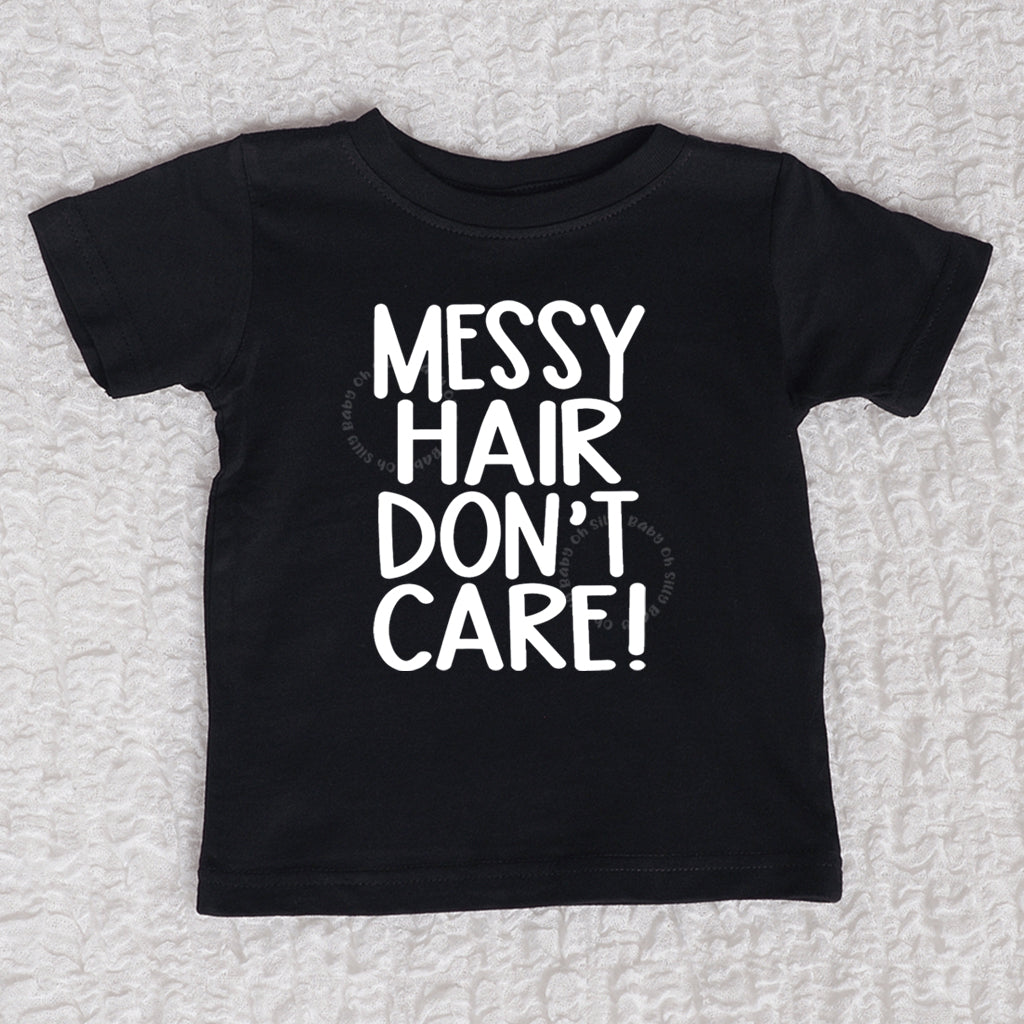 Messy Hair Short Sleeve Black Shirt