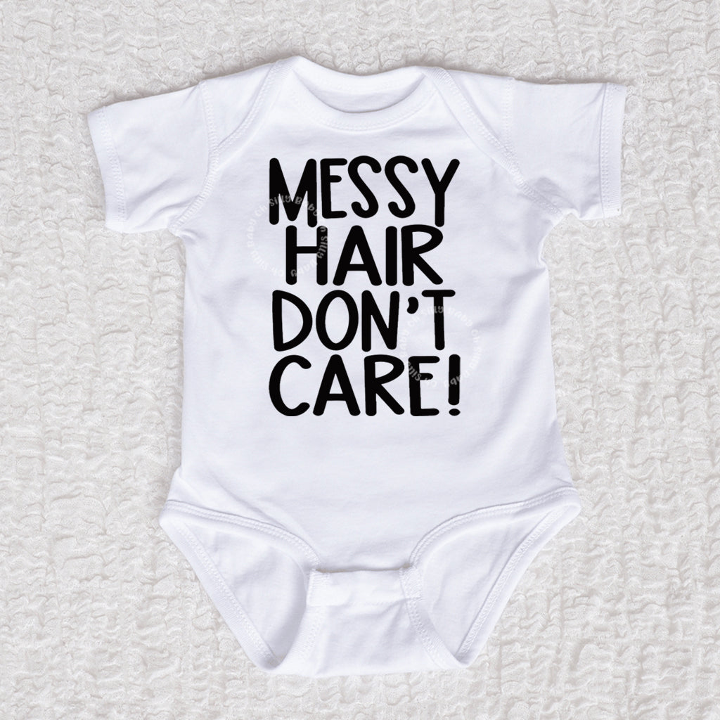 Messy Hair Short Sleeve White Bodysuit