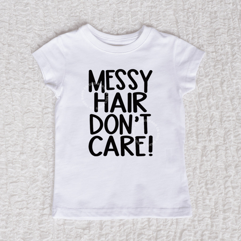 Messy Hair Short Sleeve Girl White Shirt