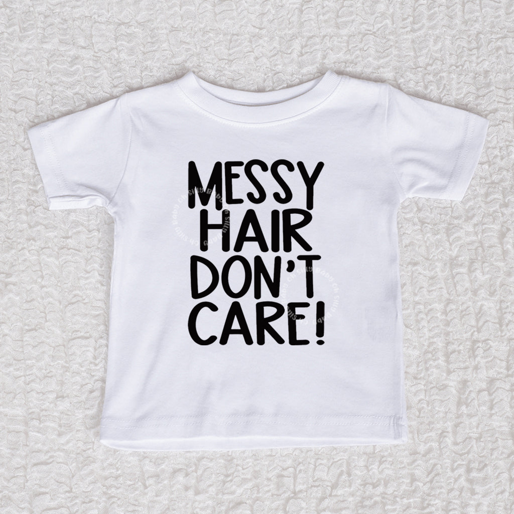 Messy Hair Short Sleeve White Shirt