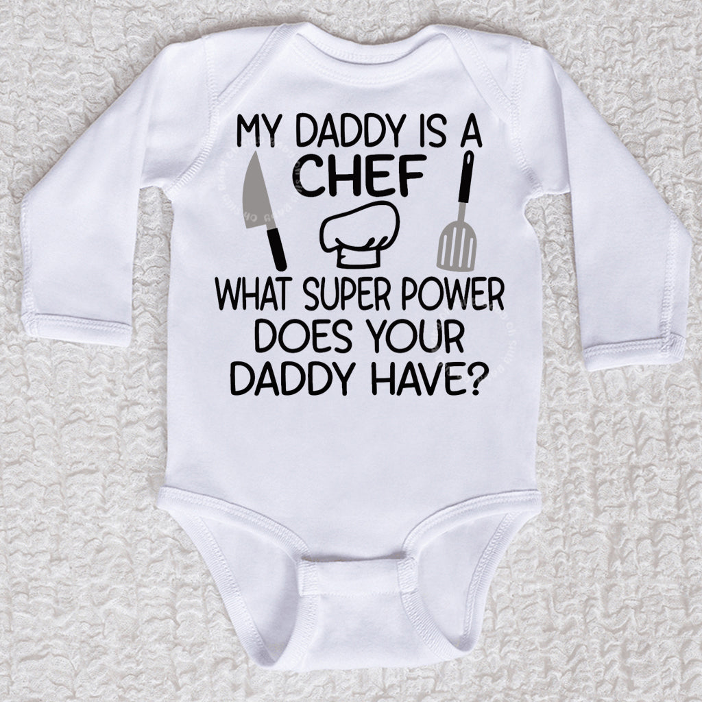 Daddy Chef Long Sleeve White Bodysuit