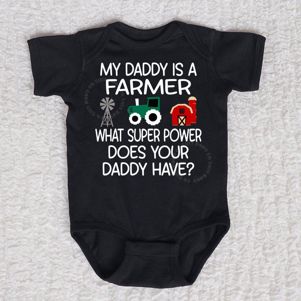 My Daddy Is A Farmer Short Sleeve Black Bodysuit
