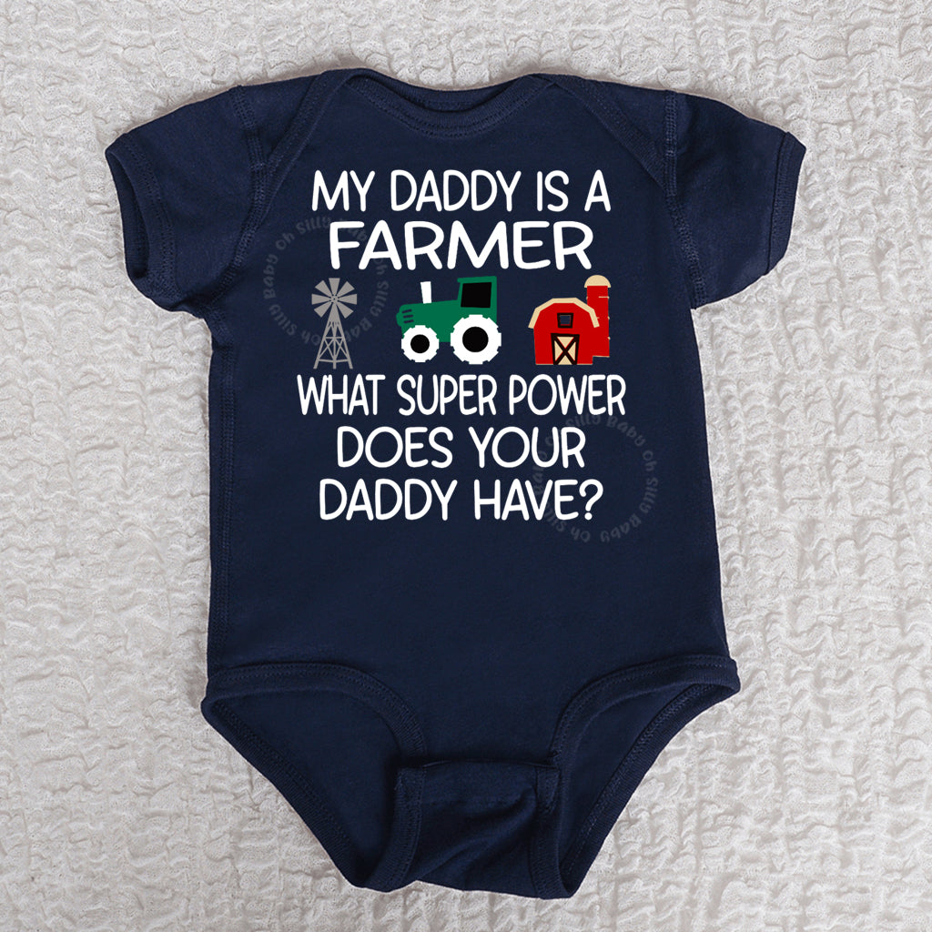 My Daddy Is A Farmer Short Sleeve Navy Bodysuit