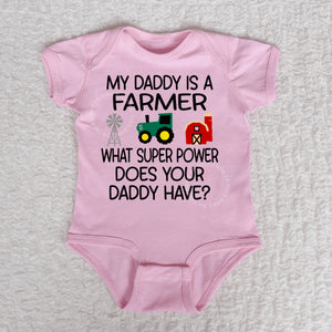 My Daddy Is A Farmer Short Sleeve Pink Bodysuit