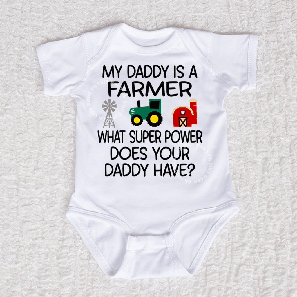 My Daddy Is A Farmer Short Sleeve White Bodysuit