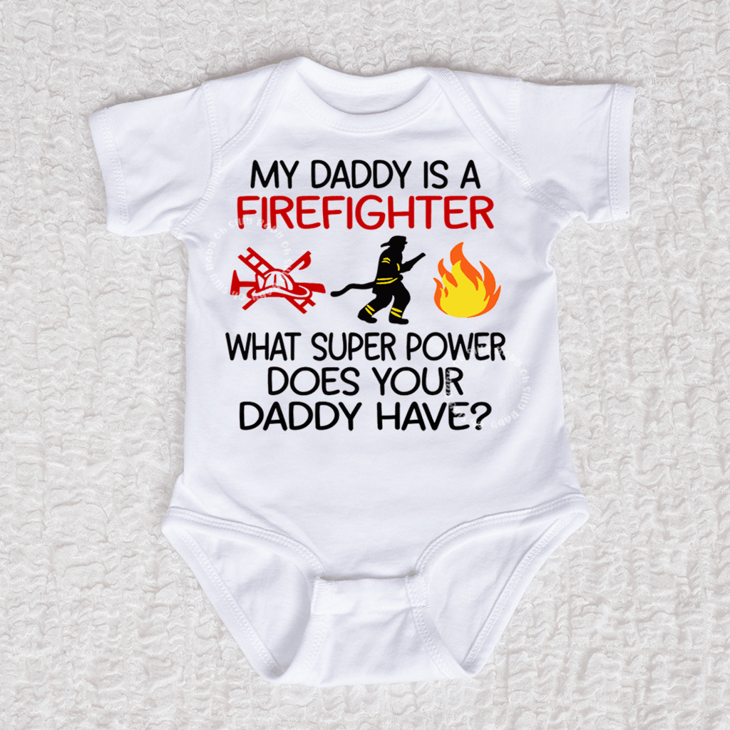 My Daddy Is A Firefighter Short Sleeve White Bodysuit