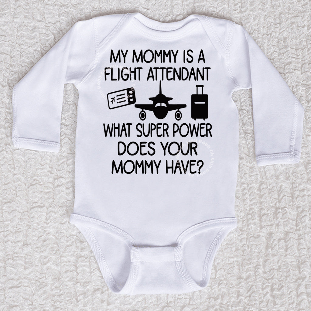 My Mommy Is A Flight Attendant Long Sleeve White Bodysuit