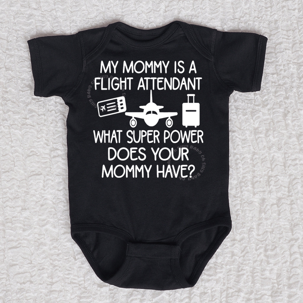 My Mommy Is A Flight Attendant Short Sleeve Black Bodysuit