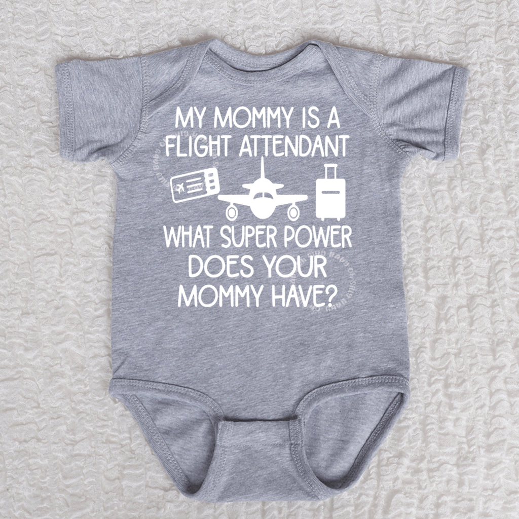My Mommy Is A Flight Attendant Short Sleeve Heather Bodysuit