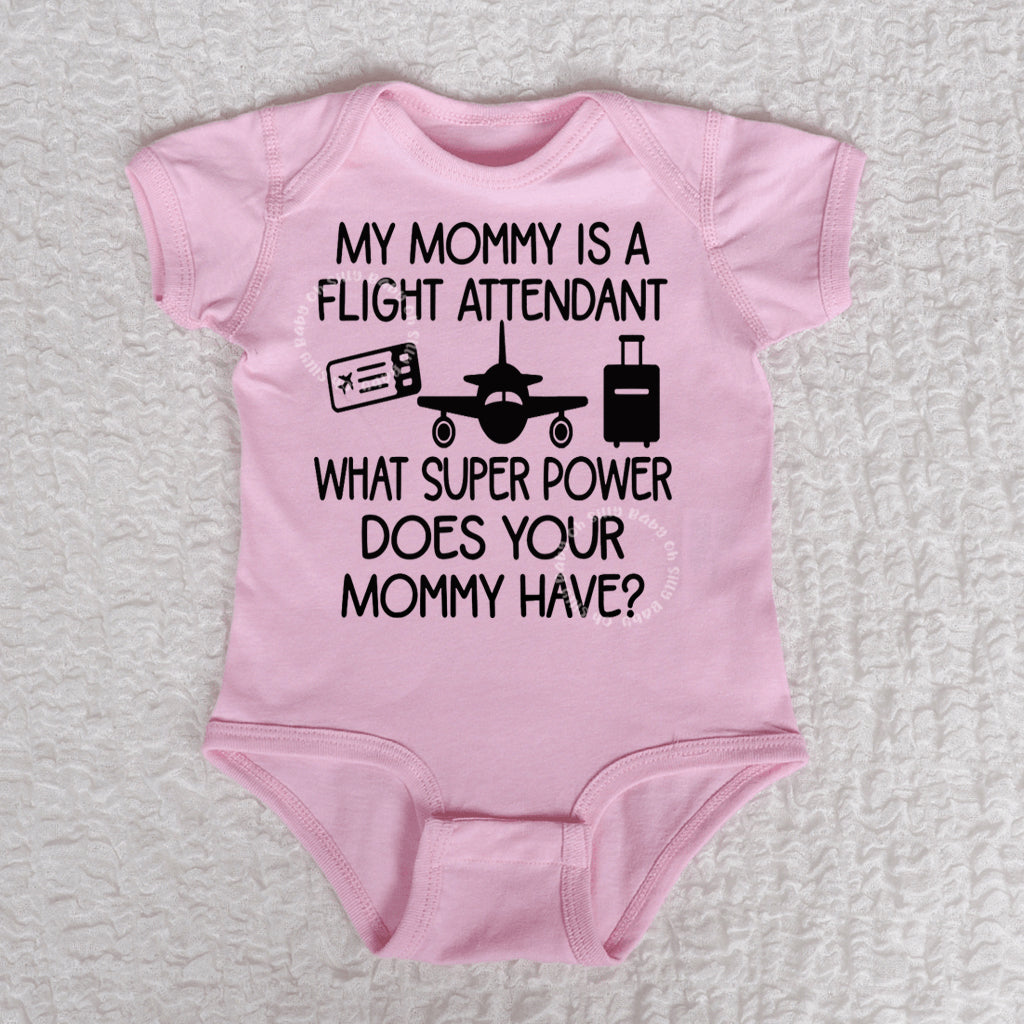 My Mommy Is A Flight Attendant Short Sleeve Pink Bodysuit