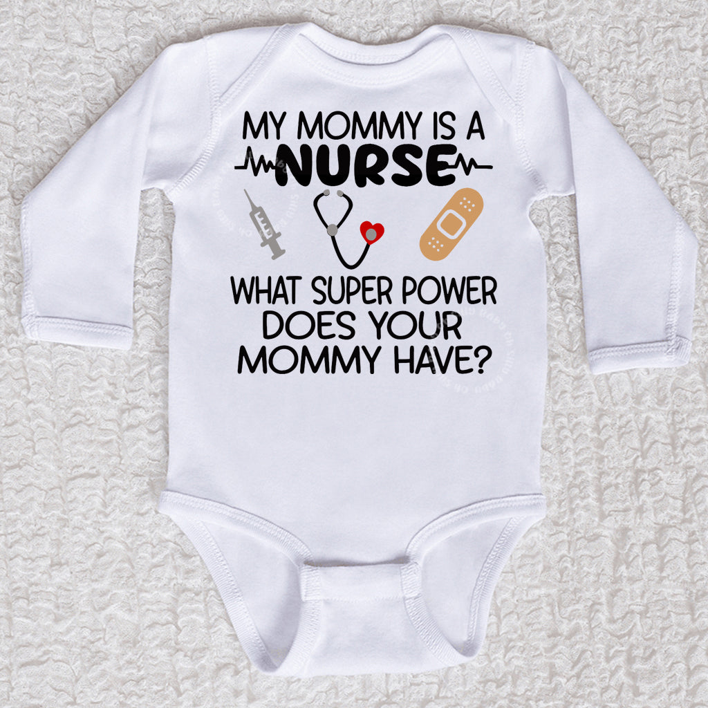 Mommy Nurse Long Sleeve White Bodysuit