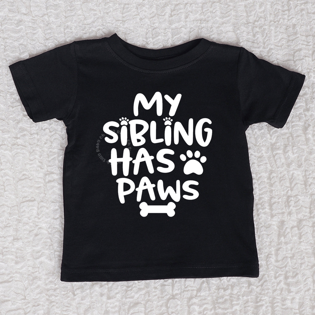 My Sibling Has Paws Short Sleeve Black Shirt