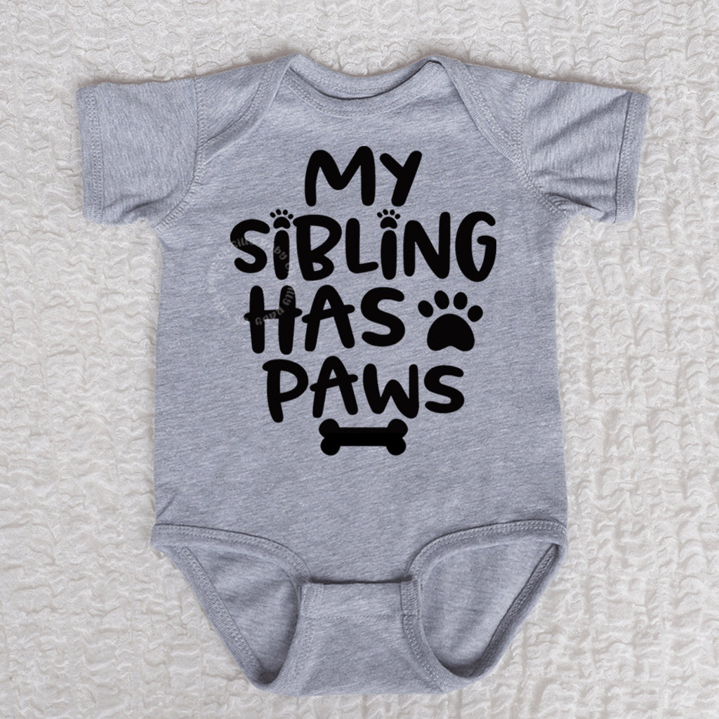 My Sibling Has Paws Short Sleeve Heather Bodysuit