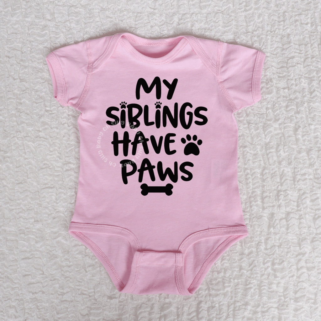 My Siblings Have Paws Pink Bodysuit