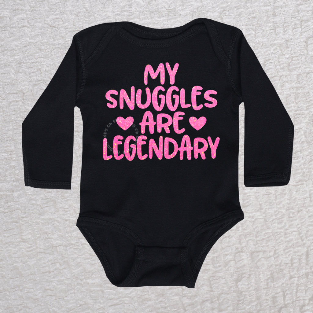 My Snuggles Long Sleeve Black Bodysuit