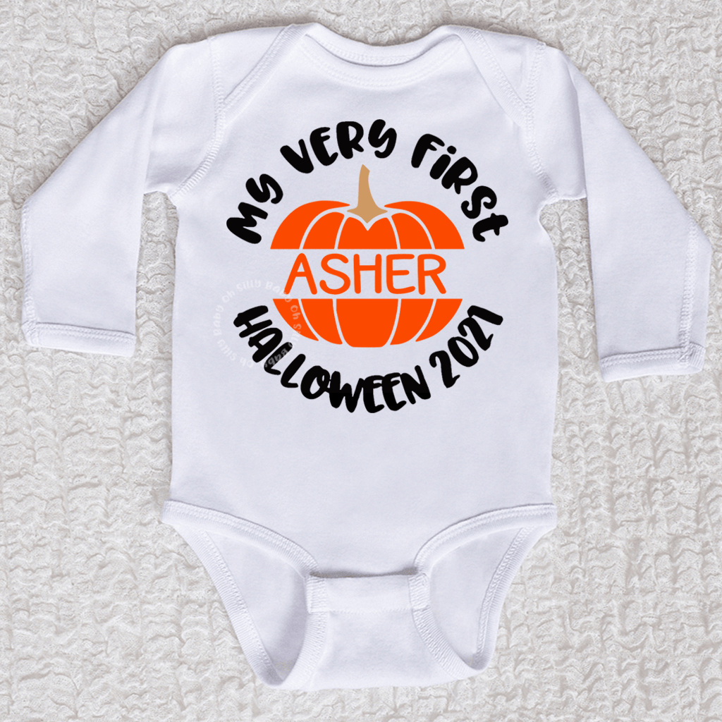 My Very First Halloween Long Sleeve White Bodysuit
