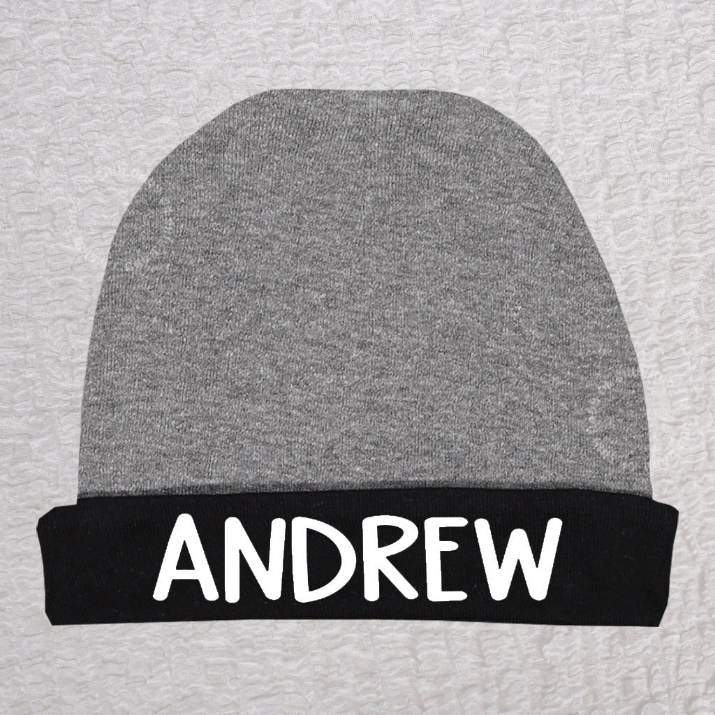 Personalized Boy Dark Heather/Black Beanie Hat