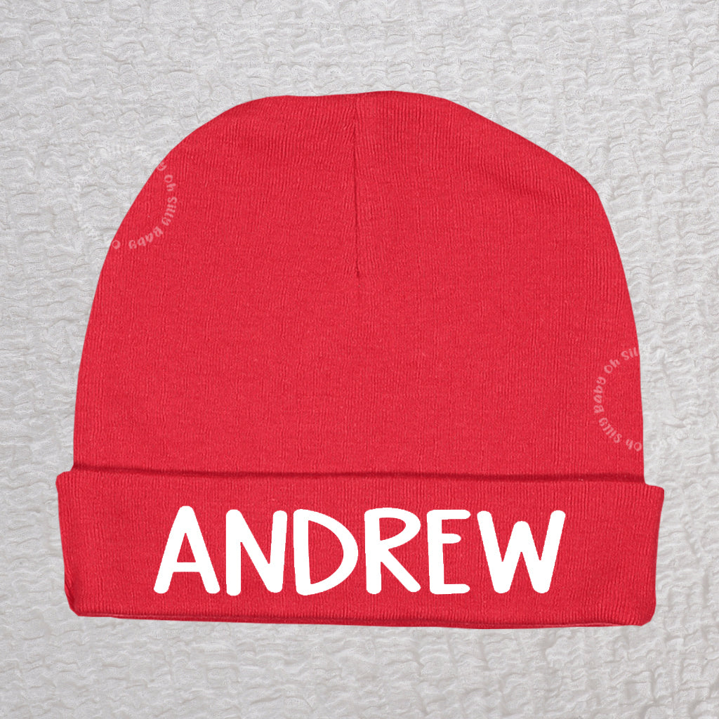 Personalized Boy Red Beanie Hat