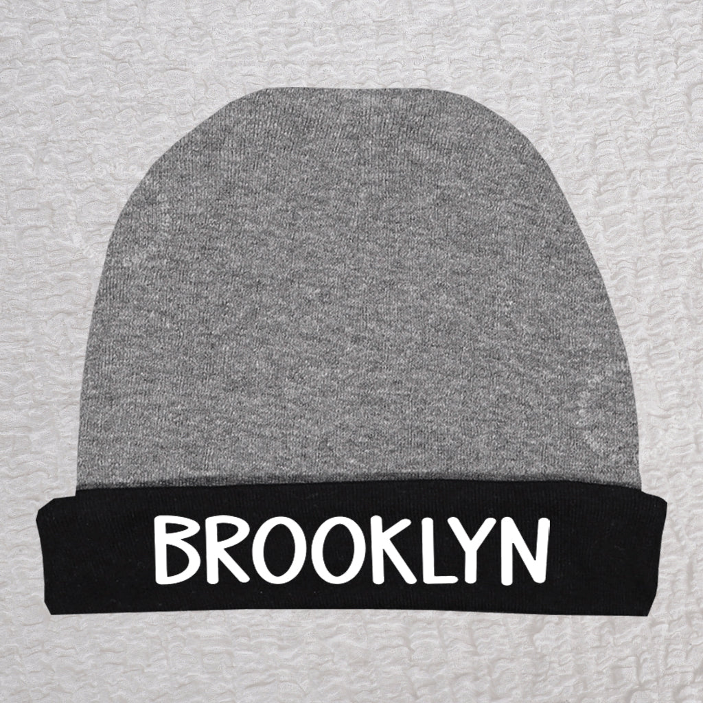 Personalized Name Beanie Hat Girl Dark Heather/Black