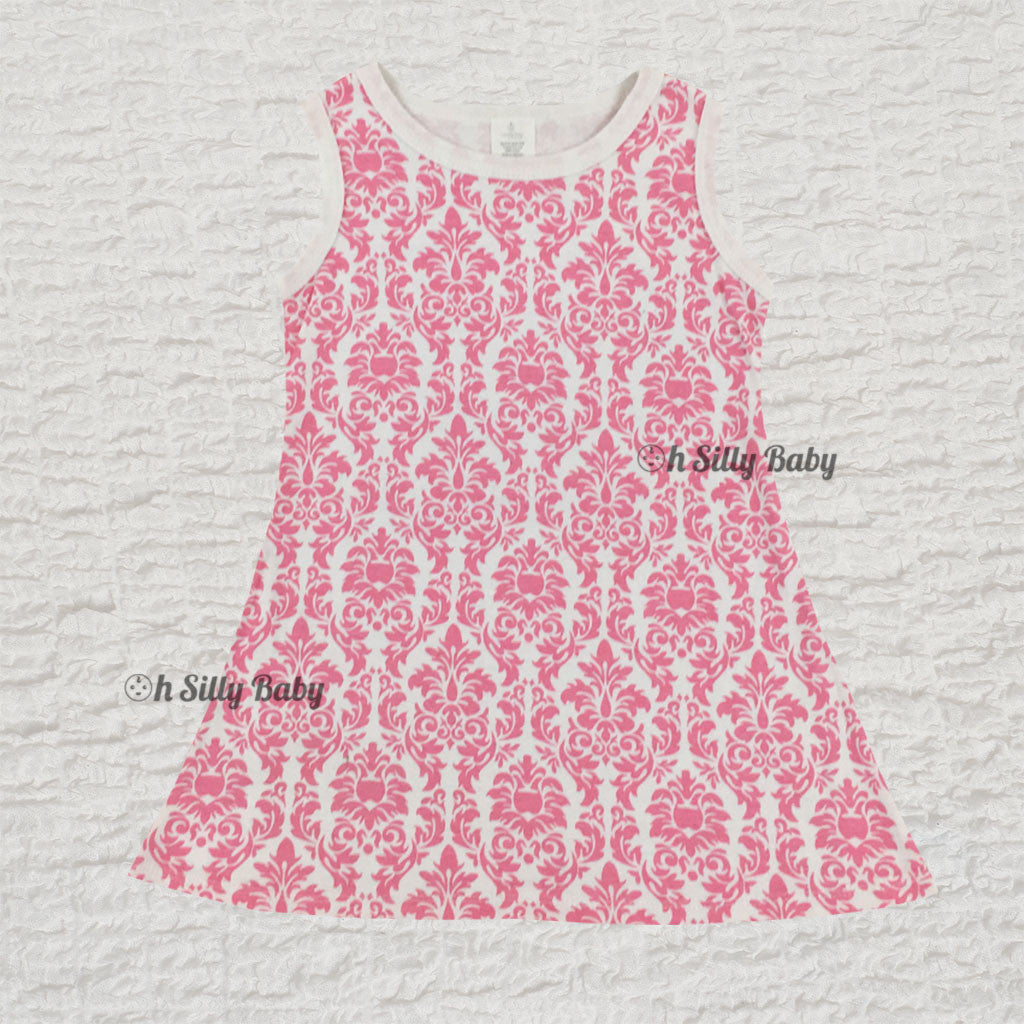 Pink Damask Dress 2/3T