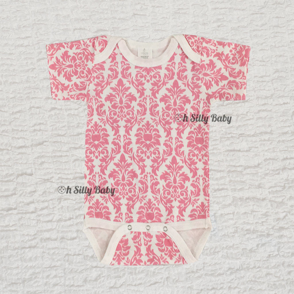 Pink Damask Onesie