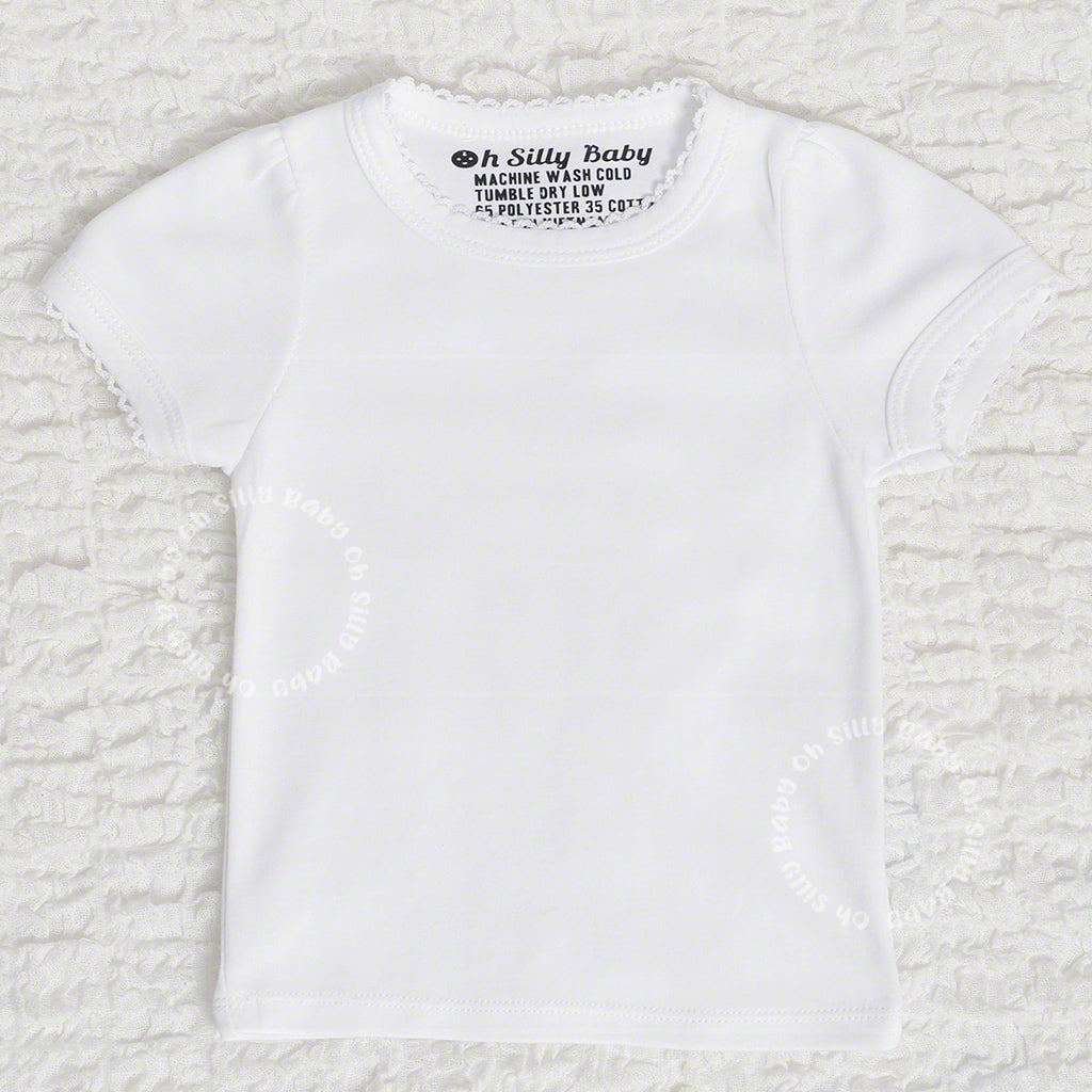 Scallop Trim White Plain Tee