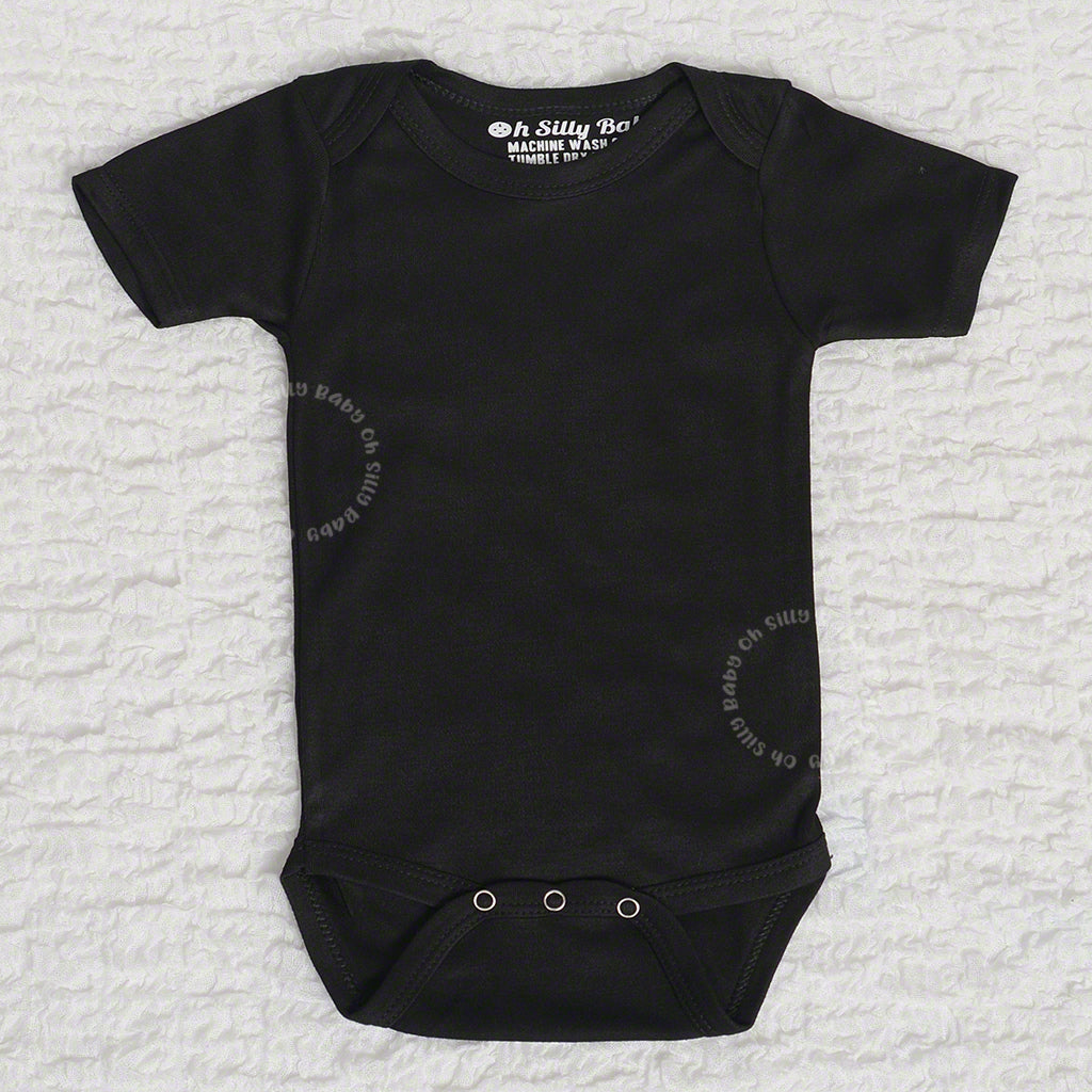 Short Sleeve Black Plain Bodysuit