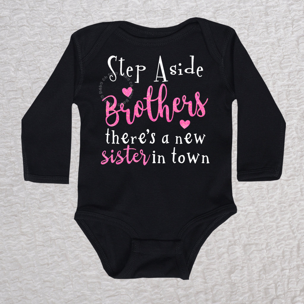 Step Aside Brothers Long Sleeve Black Bodysuit