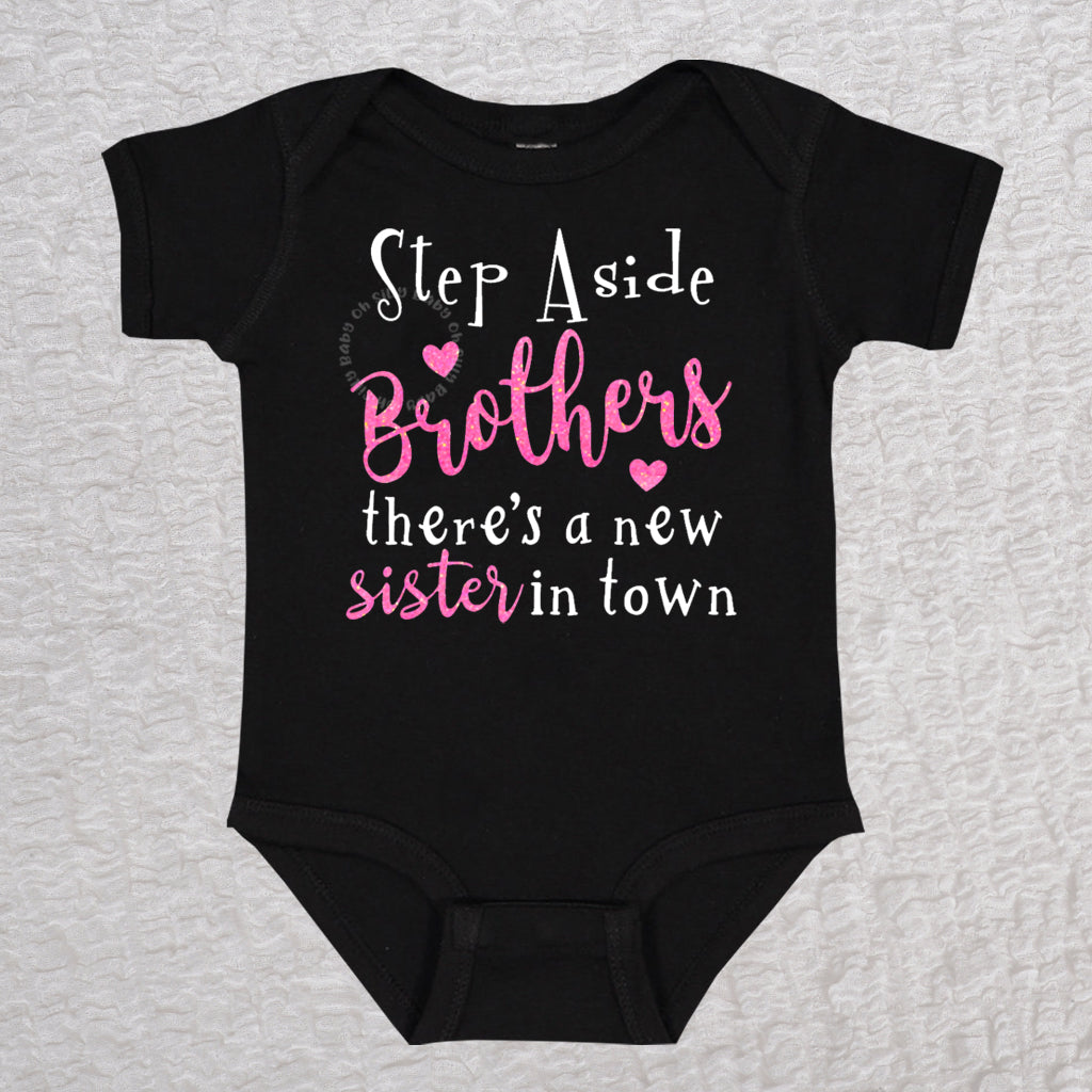 Step Aside Brothers Short Sleeve Black Bodysuit