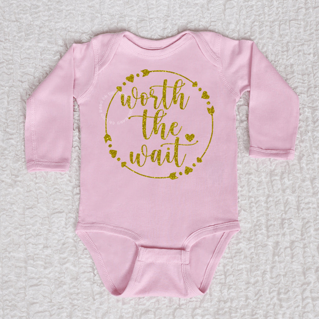 Worth The Wait Long Sleeve Pink Bodysuit