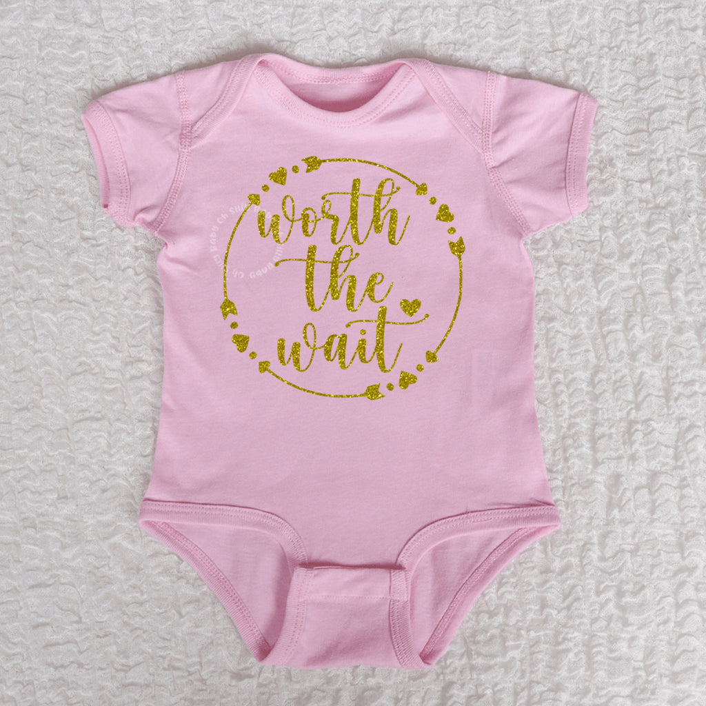 Worth The Wait Short Sleeve Pink Bodysuit