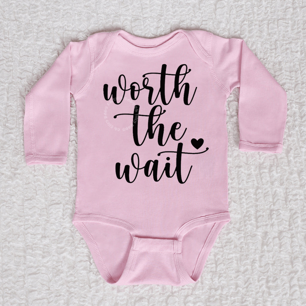 Worth The Wait Long Sleeve Pink Bodysuit