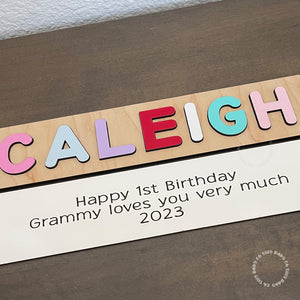 Personalized Wooden Name Puzzle With Engraved Back