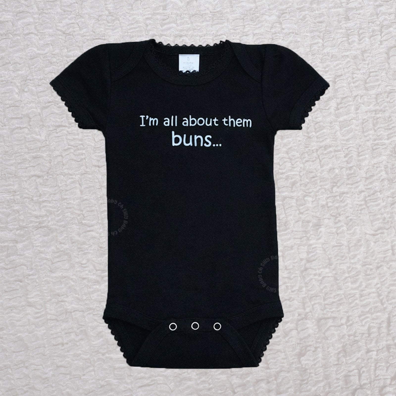 I'm All About Them Buns Scallop Trim Black Bodysuit