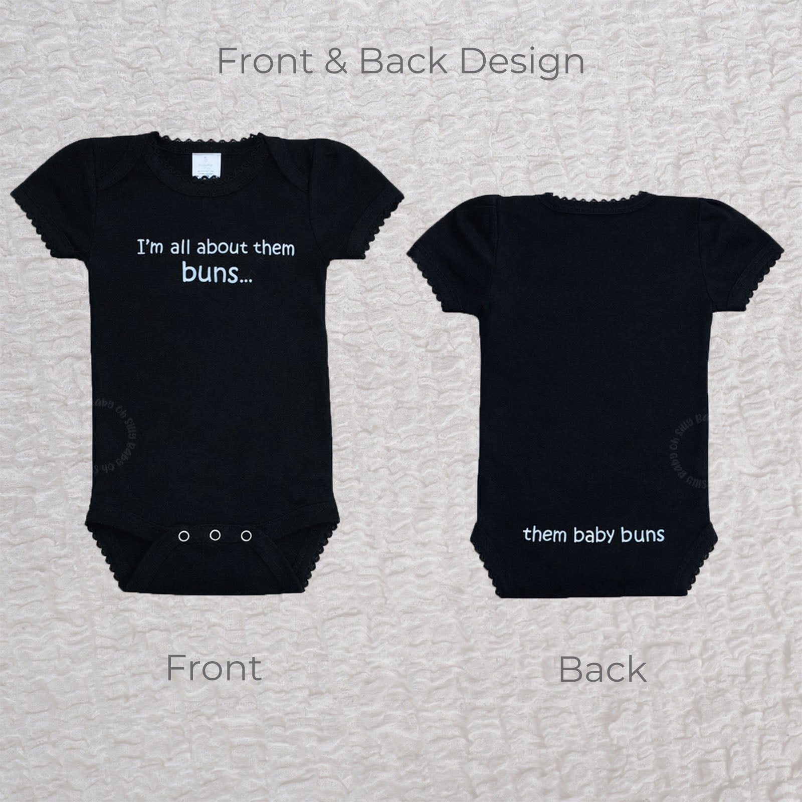 I'm All About Them Buns Scallop Trim Black Bodysuit