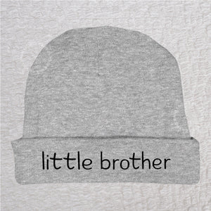 Heather gray personalized Little Brother baby beanie hat