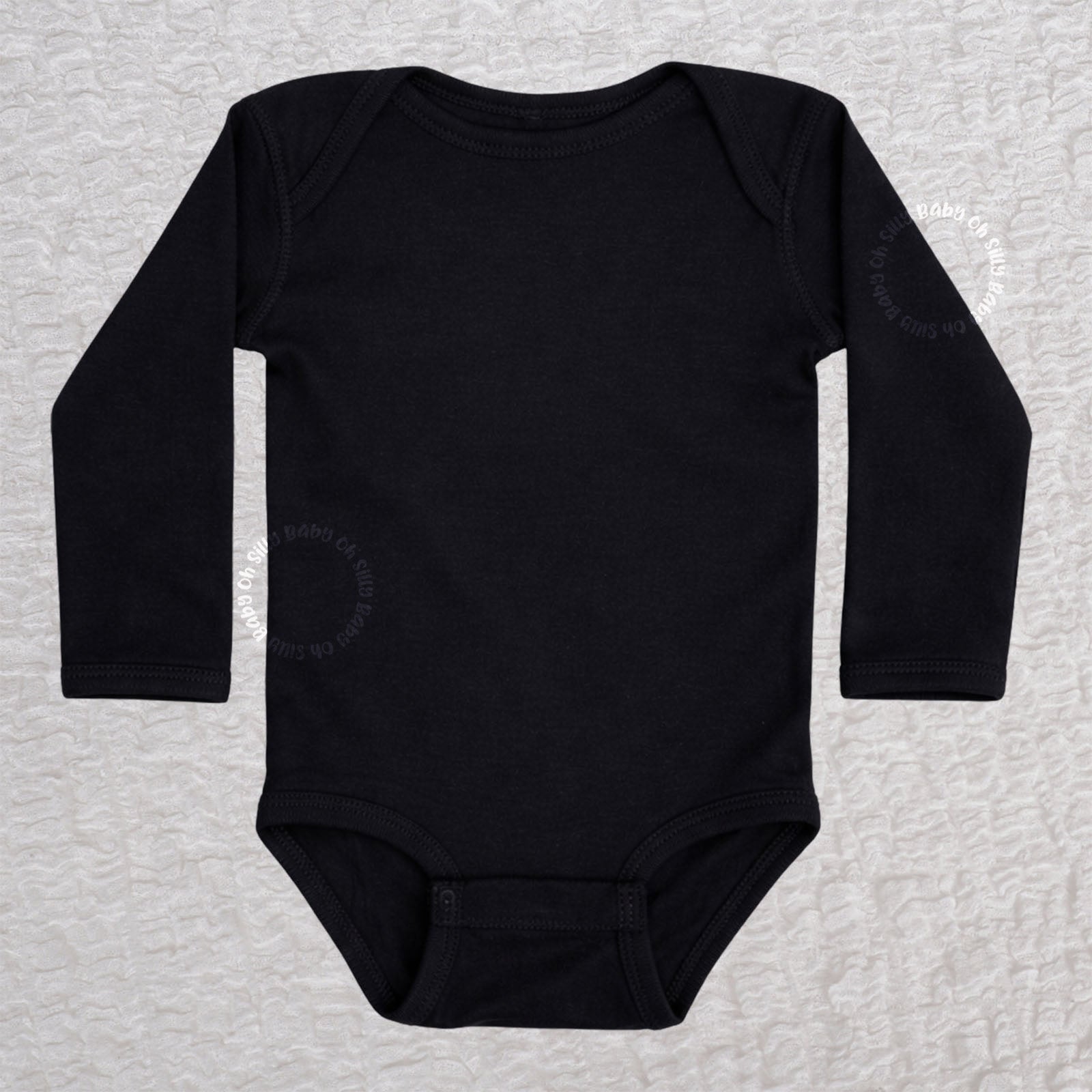 Blank long sleeve black baby bodysuit