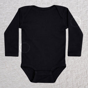 Blank long sleeve black baby bodysuit