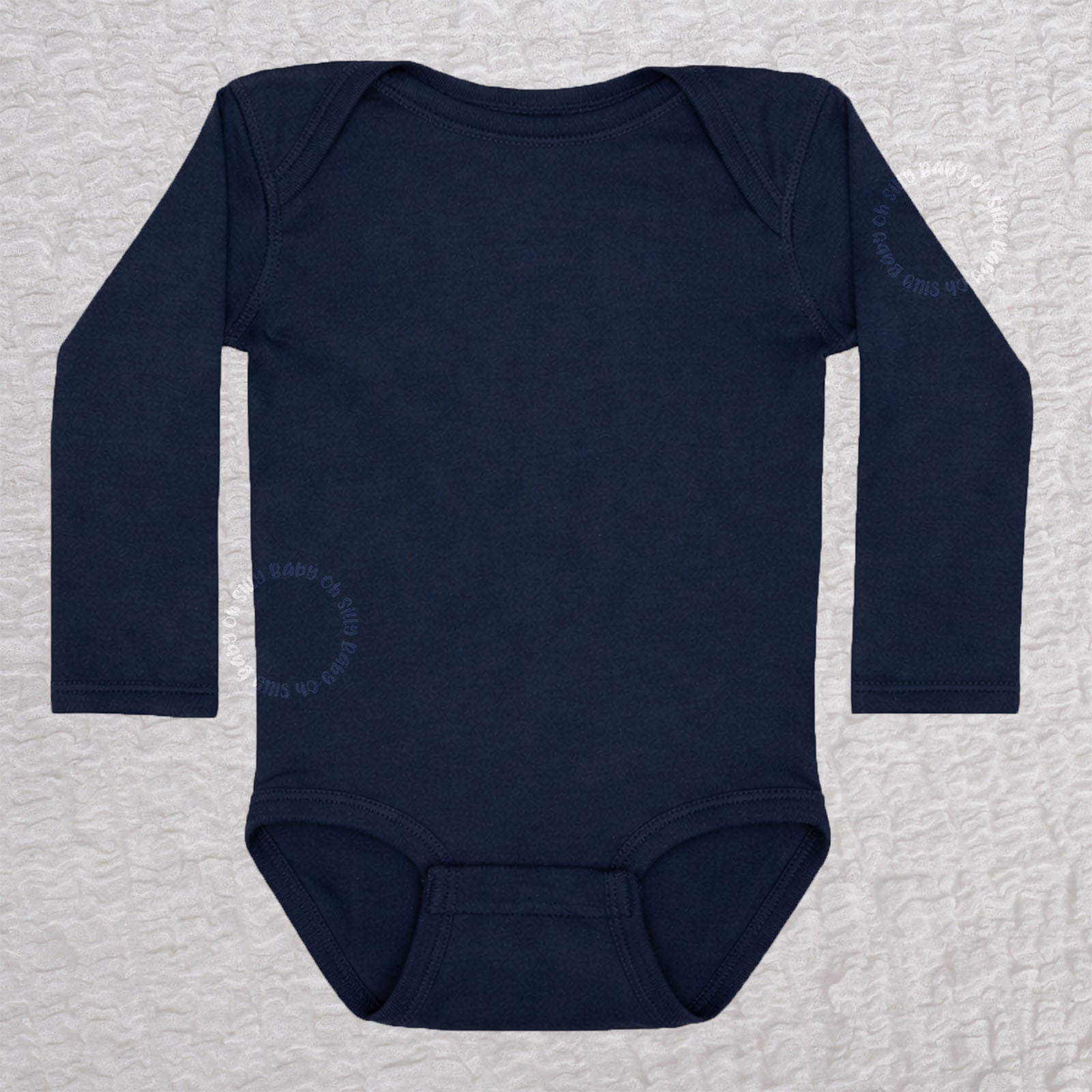 Blank long sleeve navy baby bodysuit