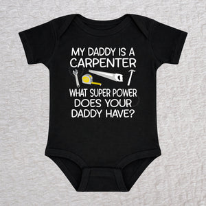 My Daddy Is a Carpenter personalized short sleeve baby bodysuit with carpenter tools design