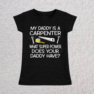 My Daddy Is a Carpenter personalized black toddler t-shirt with carpenter tools design