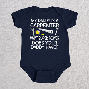 My Daddy Is a Carpenter personalized short sleeve baby bodysuit with carpenter tools design