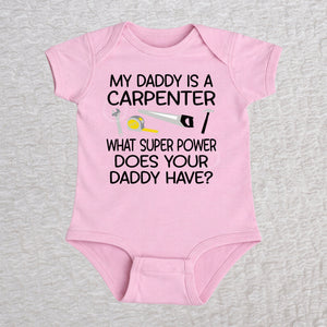 My Daddy Is a Carpenter personalized short sleeve baby bodysuit with carpenter tools design